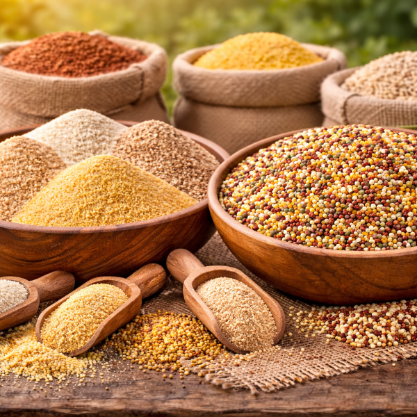 Millets in rustic display