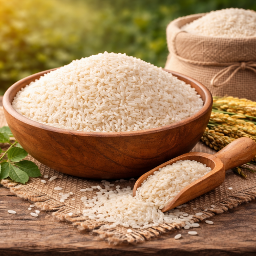 Rustic bowl of rice and grains